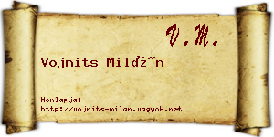 Vojnits Milán névjegykártya